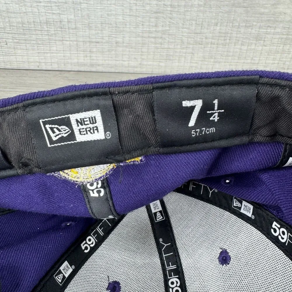 New Era 59Fifty Los Angeles Lakers Cap Mens 7 1/4 Purple Embroidered Fitted Hat